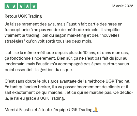 Avis client Trustpilot UGK Trading n°3