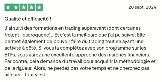 Avis client Trustpilot UGK Trading n°5