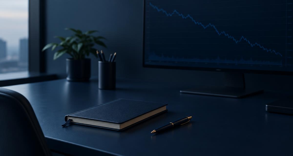 Bureau sobre avec carnet, stylo et courbe de performance à l'écran